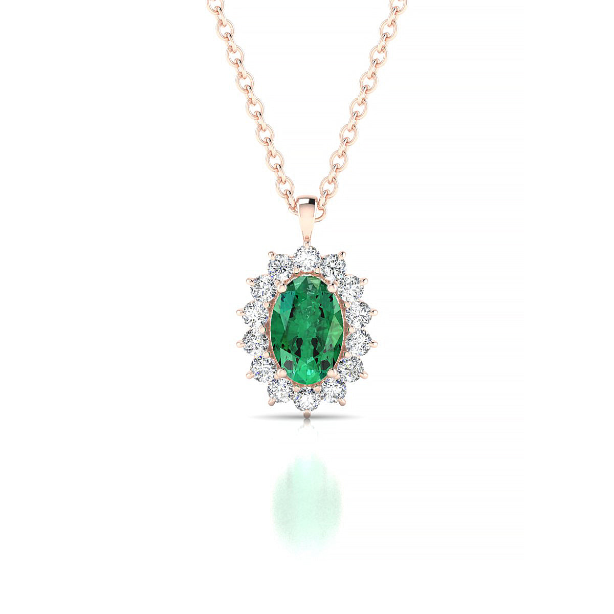 Blossom | 18k Rose Gold 6 x 4 mm Oval Emerald Pendant