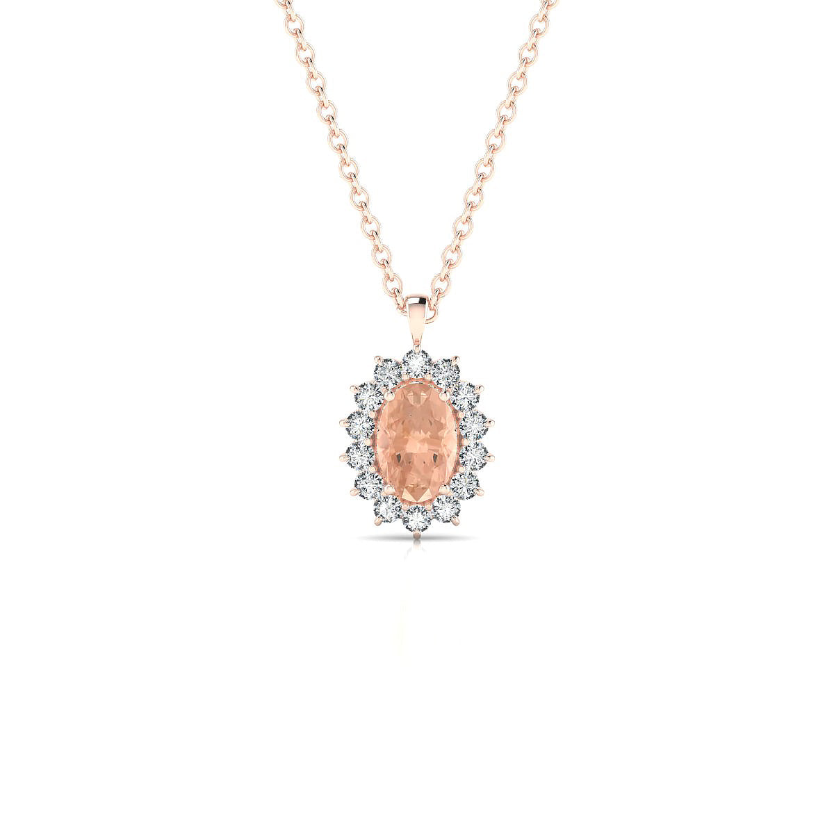 Blossom | 18k Rose Gold 6 x 4 mm Oval Morganite Pendant