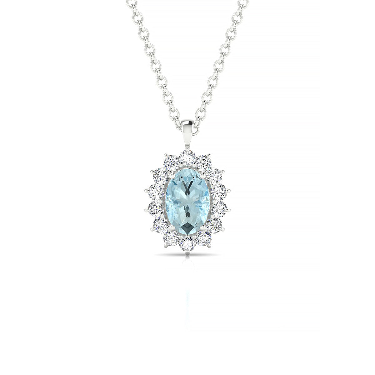 Blossom | 18k White Gold 6 x 4 mm Oval Aquamarine Pendant