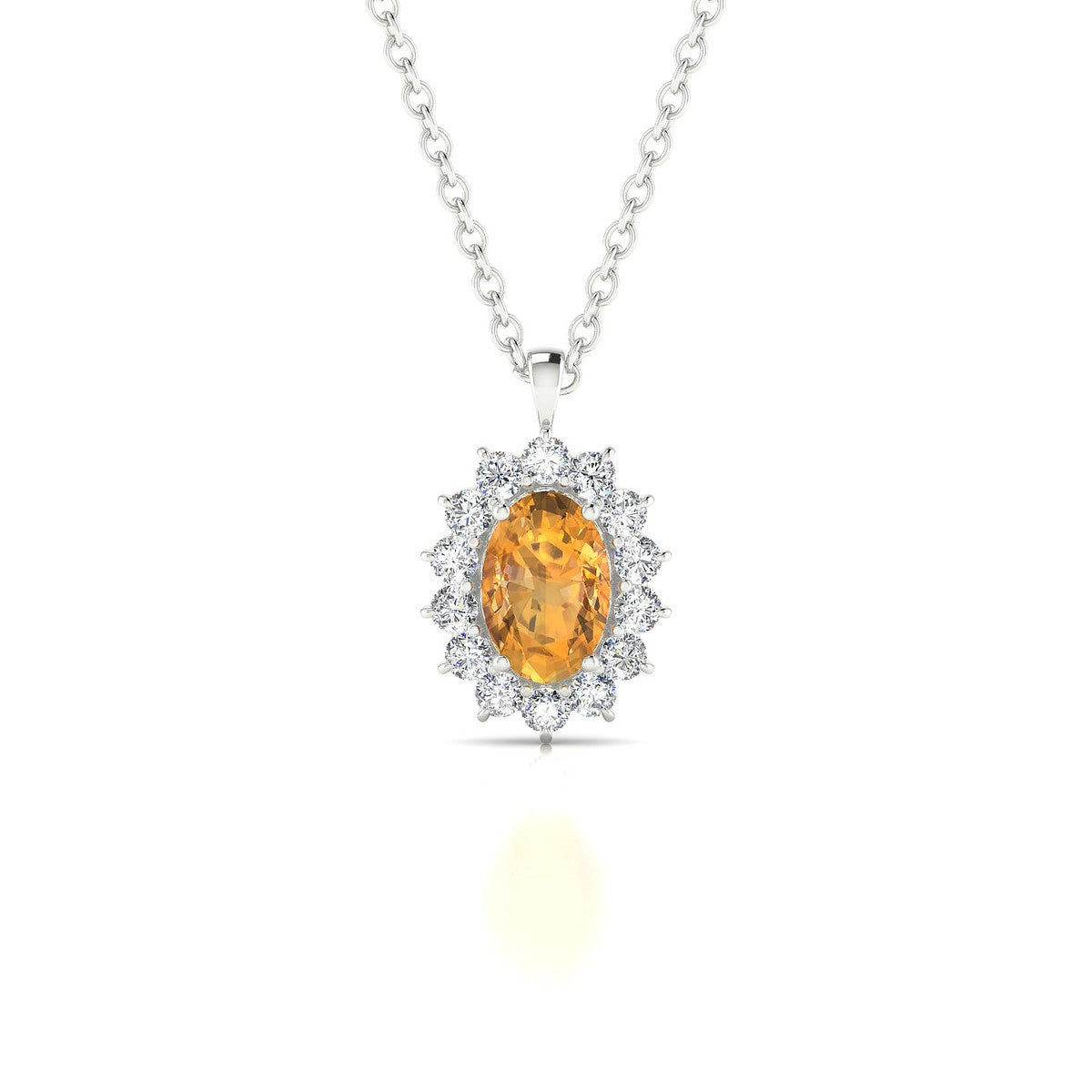 Blossom | 18k White Gold 6 x 4 mm Oval Citrine Pendant