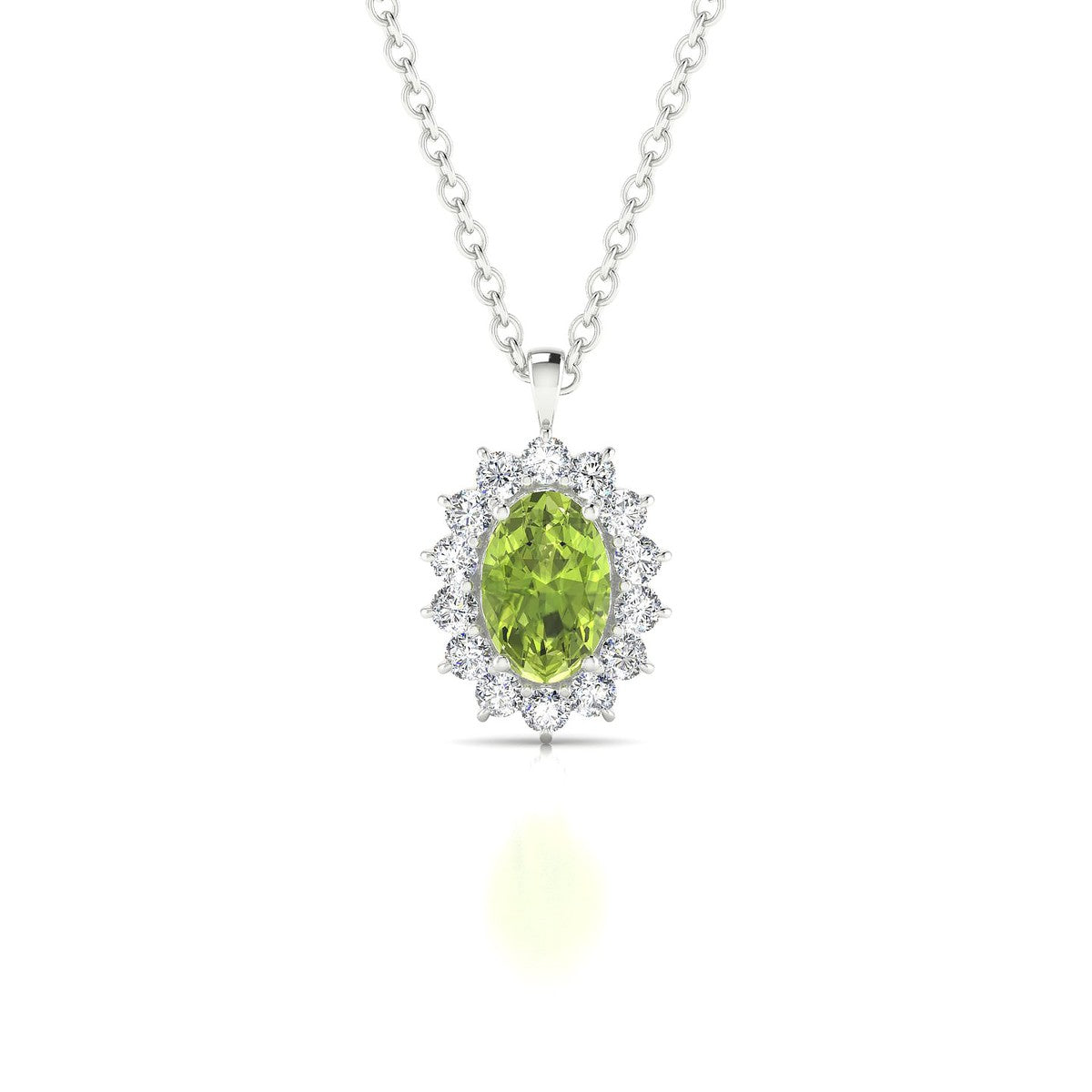 Blossom | 18k White Gold 6 x 4 mm Oval Peridot Pendant