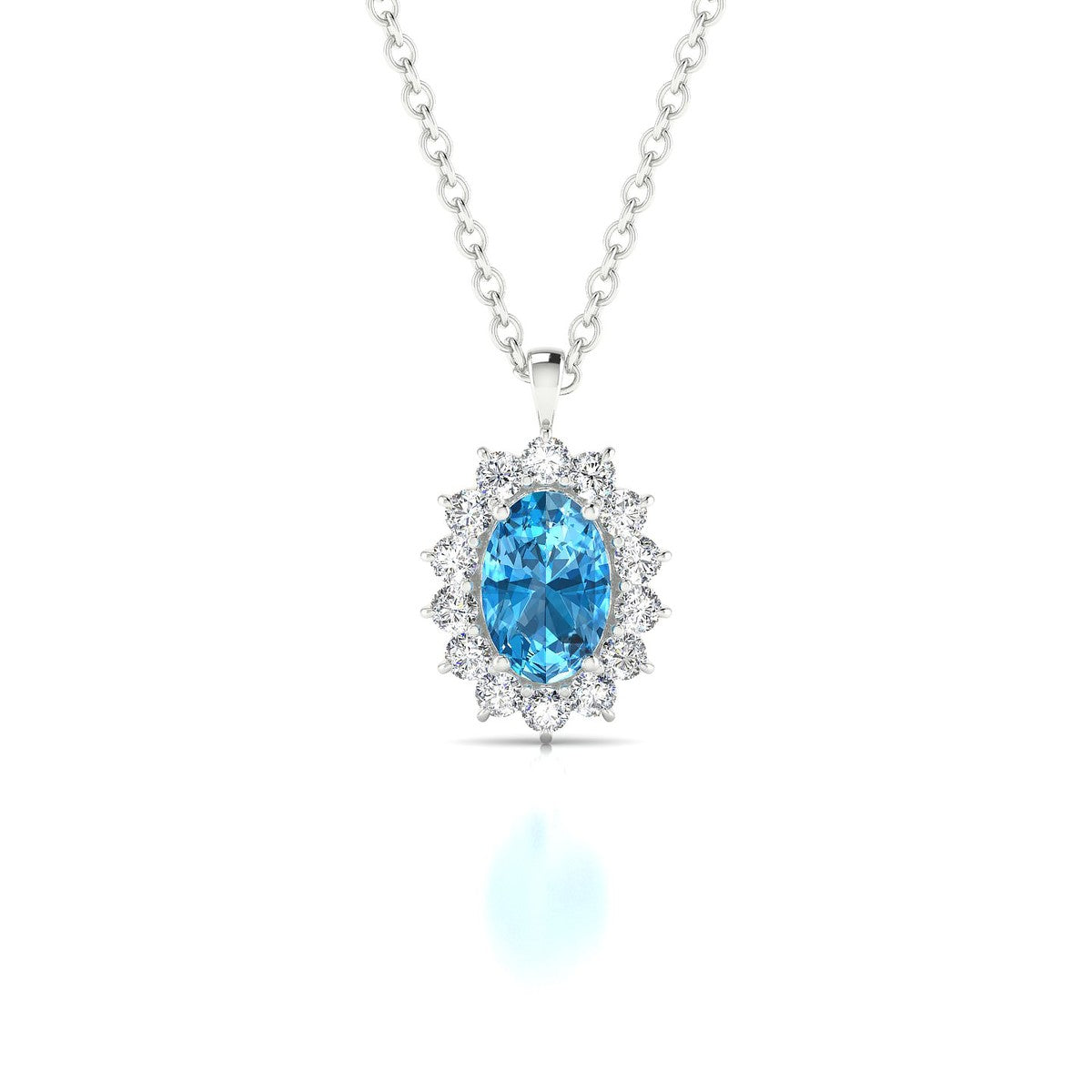 Blossom | 18k White Gold 6 x 4 mm Oval Topaz Pendant