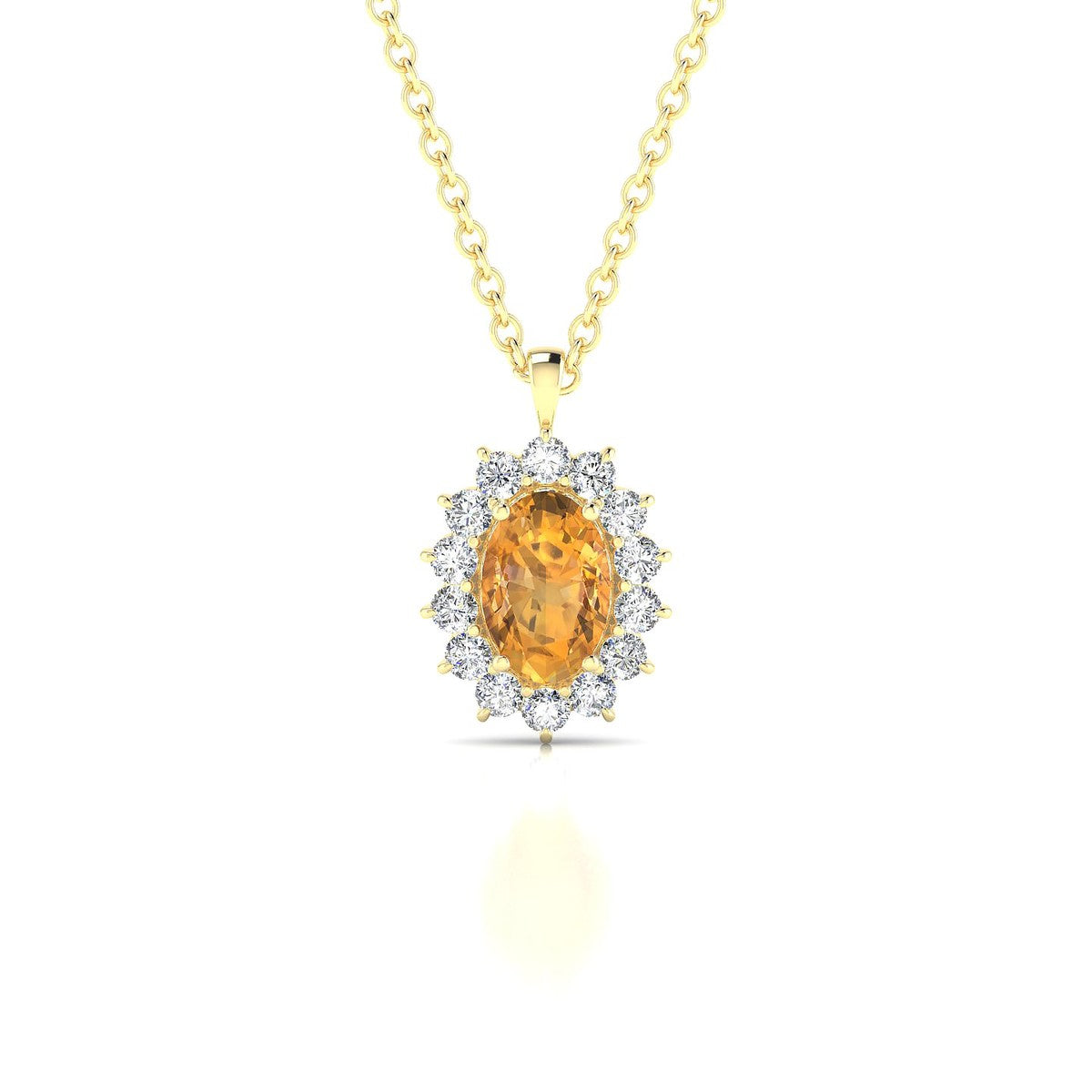 Blossom | 18k Yellow Gold 6 x 4 mm Oval Citrine Pendant