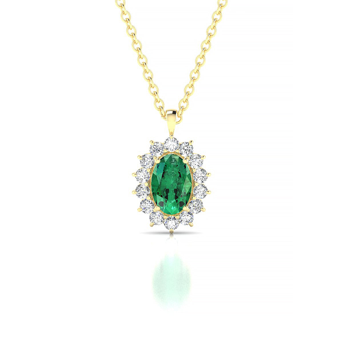 Blossom | 18k Yellow Gold 6 x 4 mm Oval Emerald Pendant