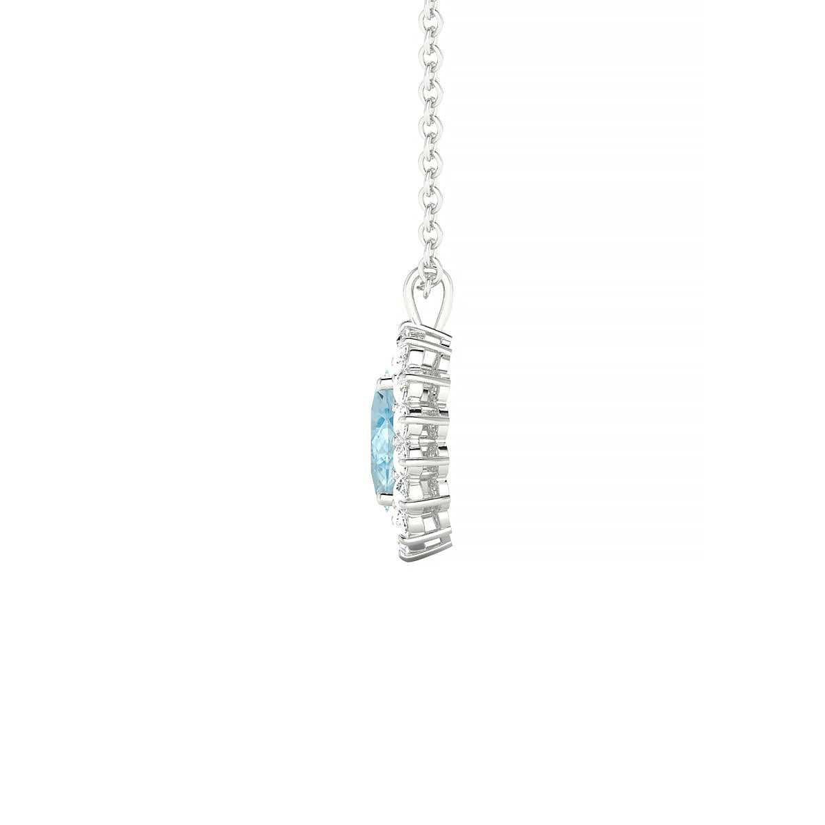 Blossom | 18k White Gold 6 x 4 mm Oval Aquamarine Pendant