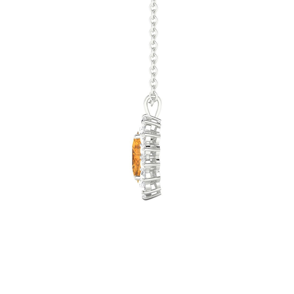 Blossom | 18k White Gold 6 x 4 mm Oval Citrine Pendant