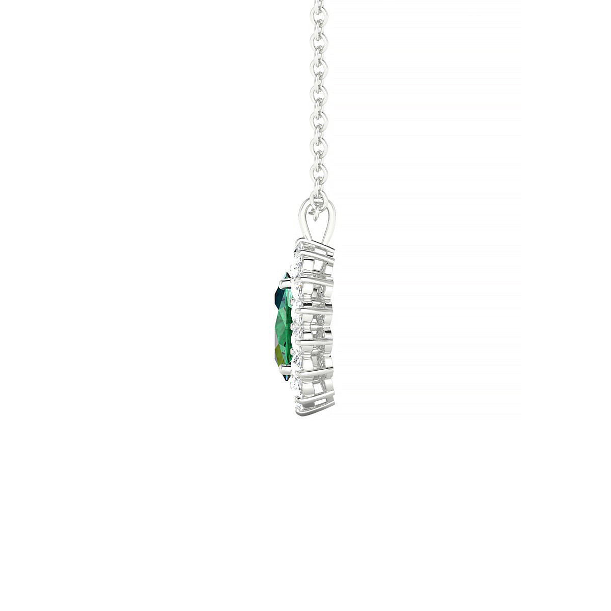 Blossom | 18k White Gold 6 x 4 mm Oval Emerald Pendant