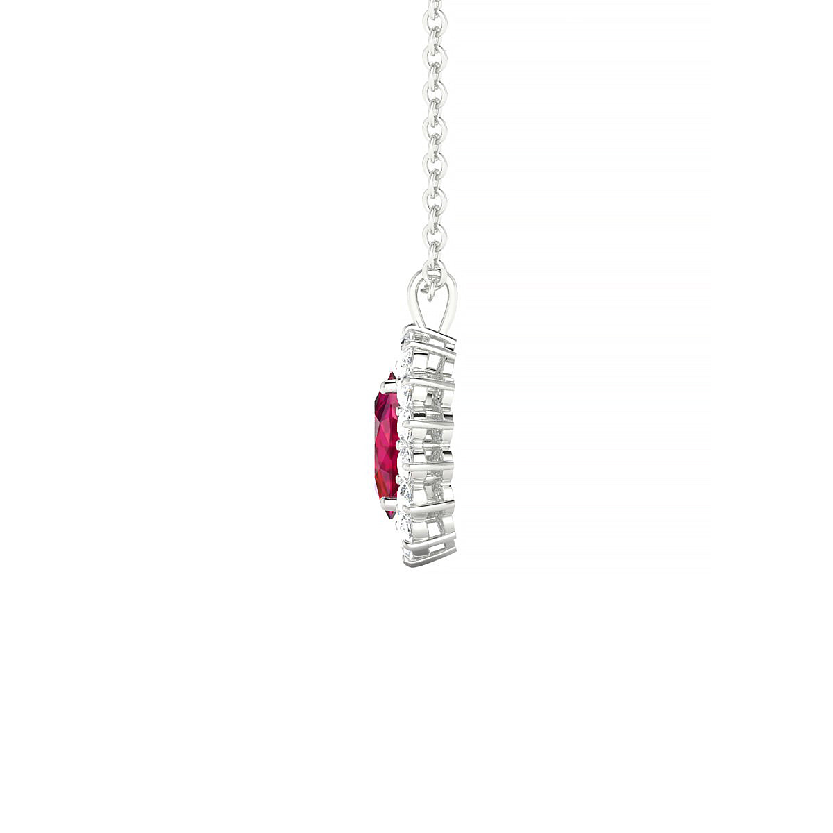 Blossom | 18k White Gold 6 x 4 mm Oval Ruby Pendant