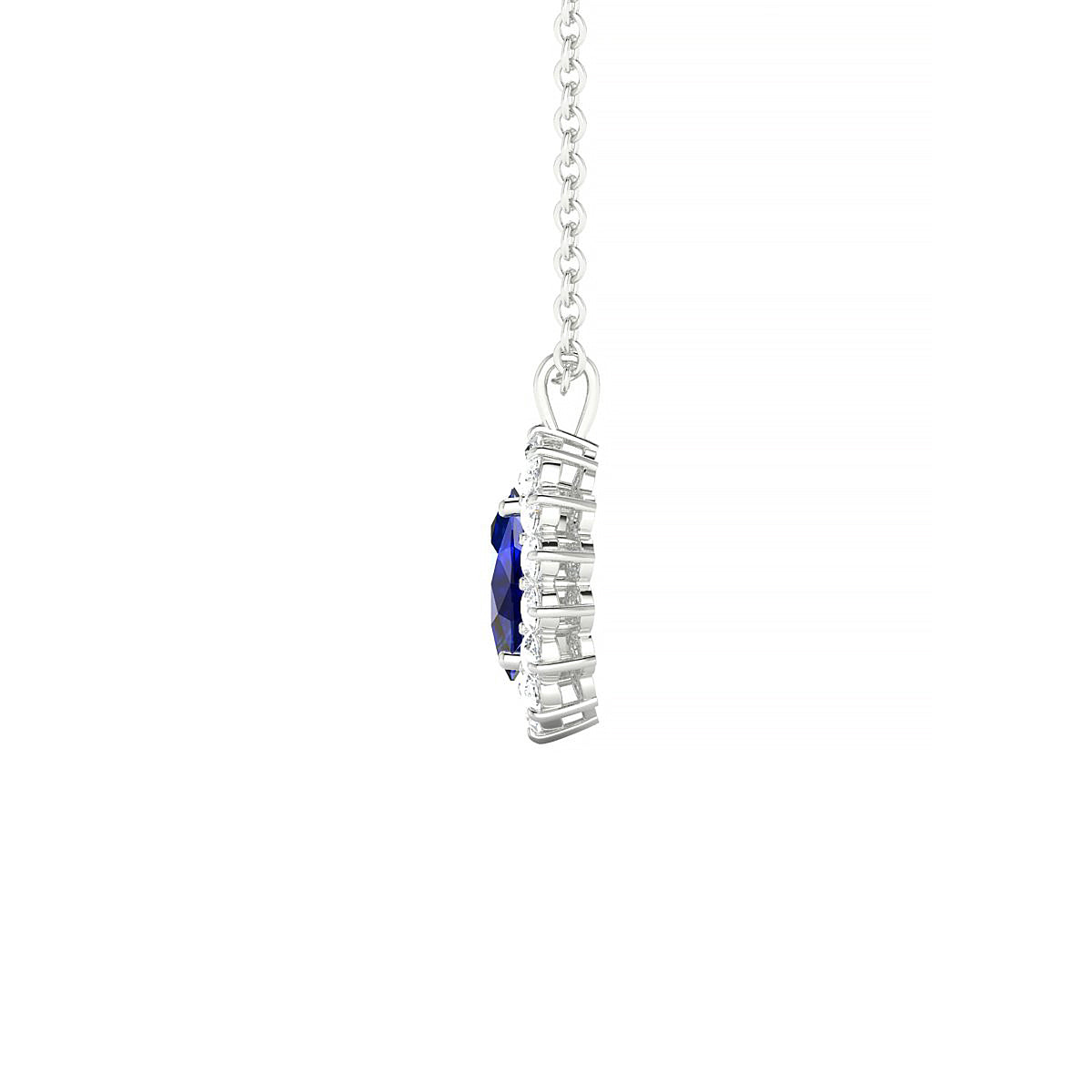 Blossom | 18k White Gold 6 x 4 mm Oval Sapphire Pendant