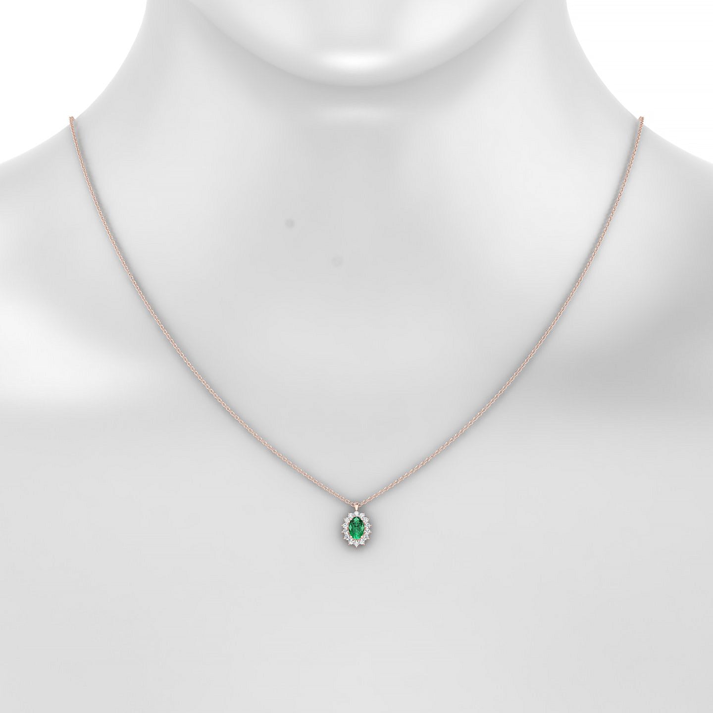 Blossom | 18k Rose Gold 6 x 4 mm Oval Emerald Pendant