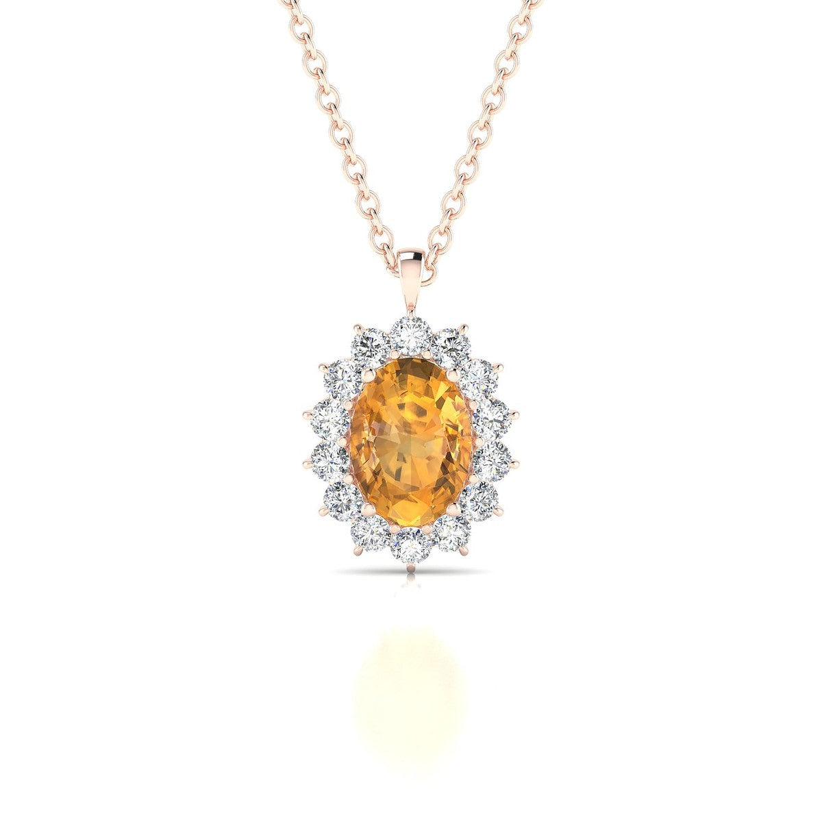 Blossom | 18k Rose Gold 7 x 5 mm Oval Citrine Pendant