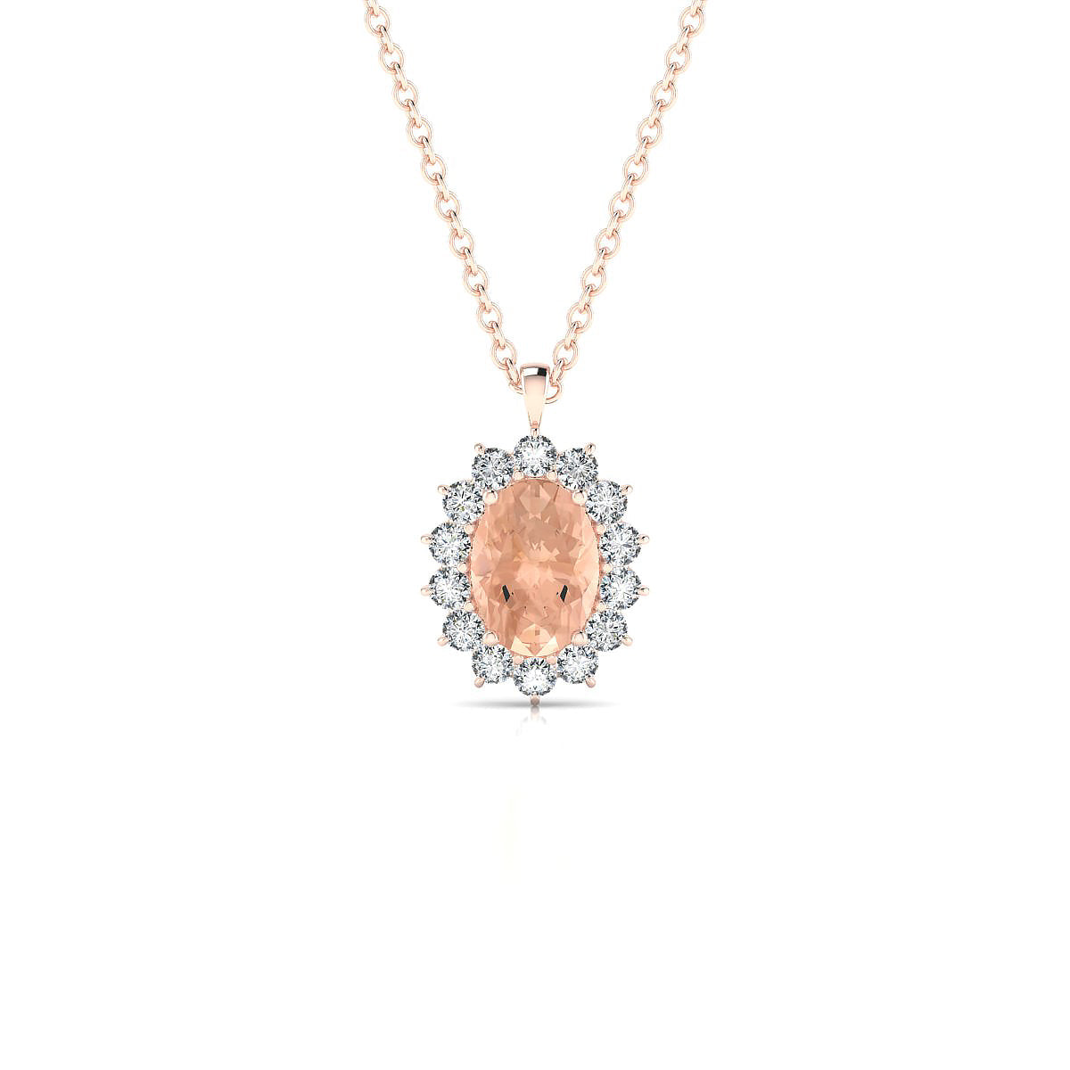 Blossom | 18k Rose Gold 7 x 5 mm Oval Morganite Pendant
