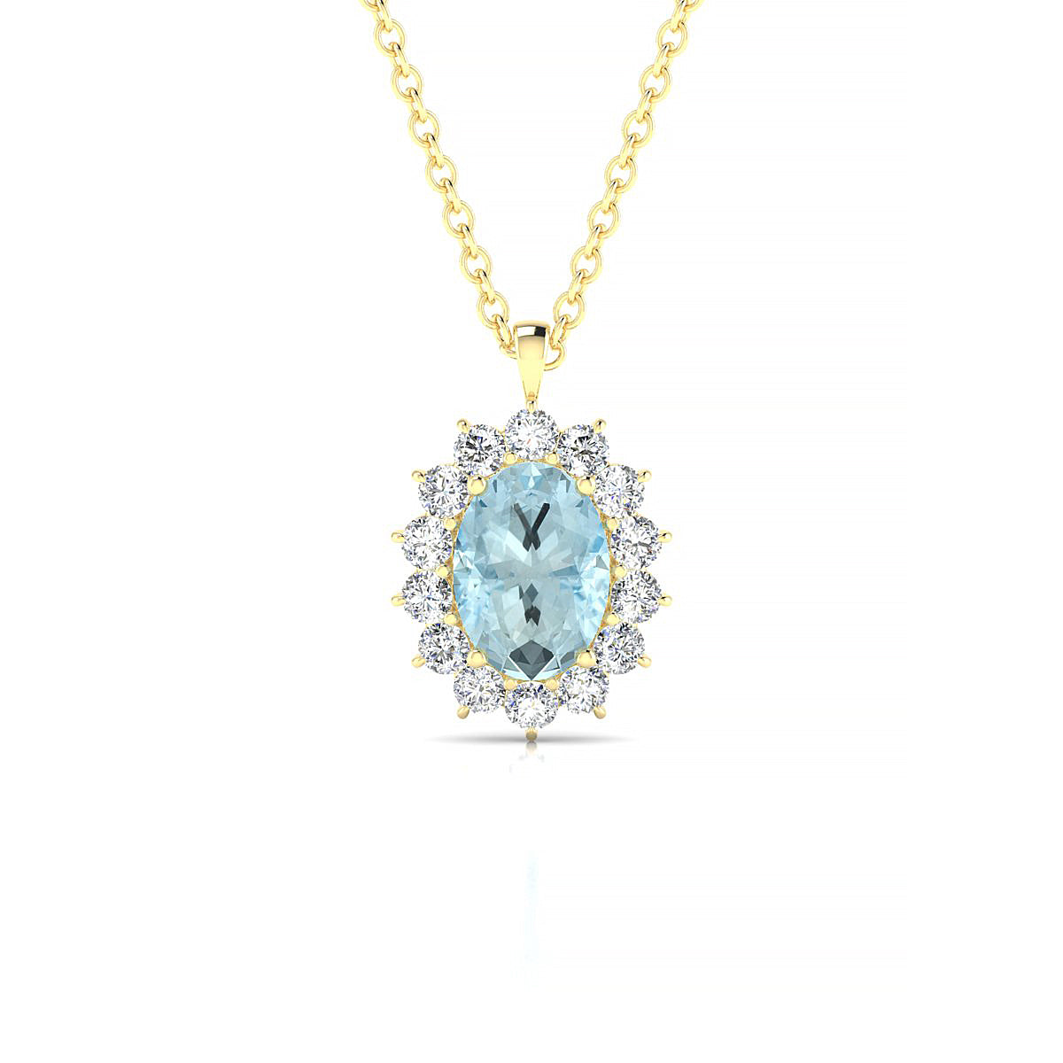 Blossom | 18k Yellow Gold 7 x 5 mm Oval Aquamarine Pendant