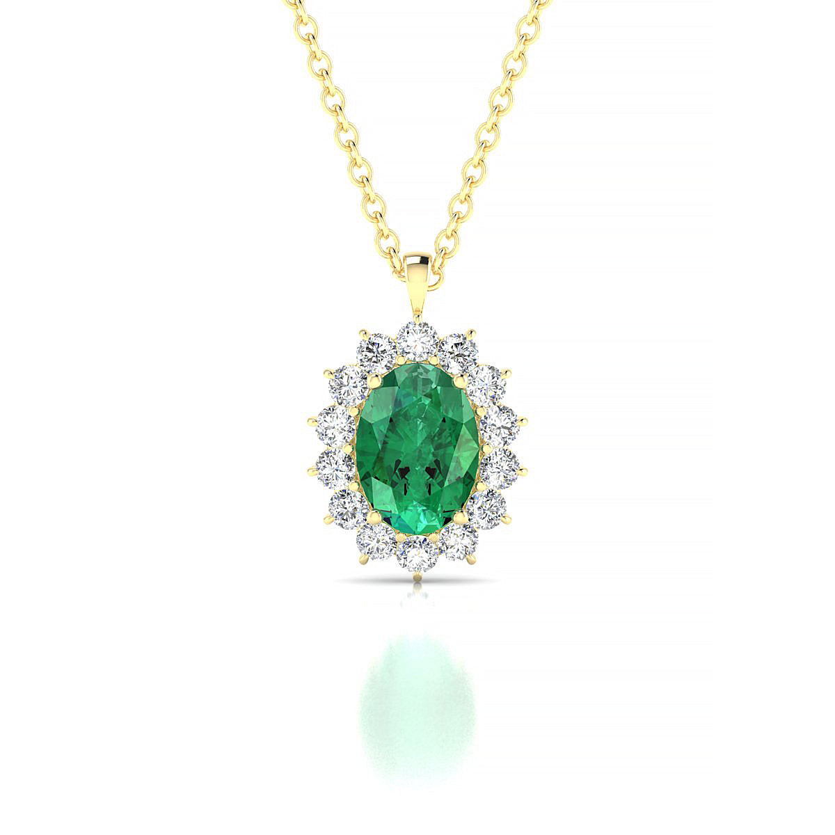 Blossom | 18k Yellow Gold 7 x 5 mm Oval Emerald Pendant
