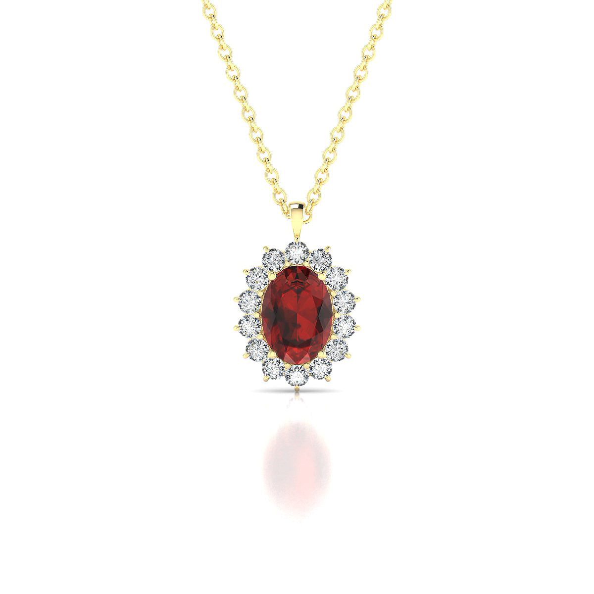 Blossom | 18k Yellow Gold 7 x 5 mm Oval Garnet Pendant