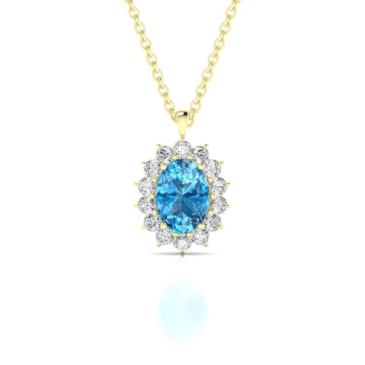 Blossom | 18k Yellow Gold 7 x 5 mm Oval Topaz Pendant