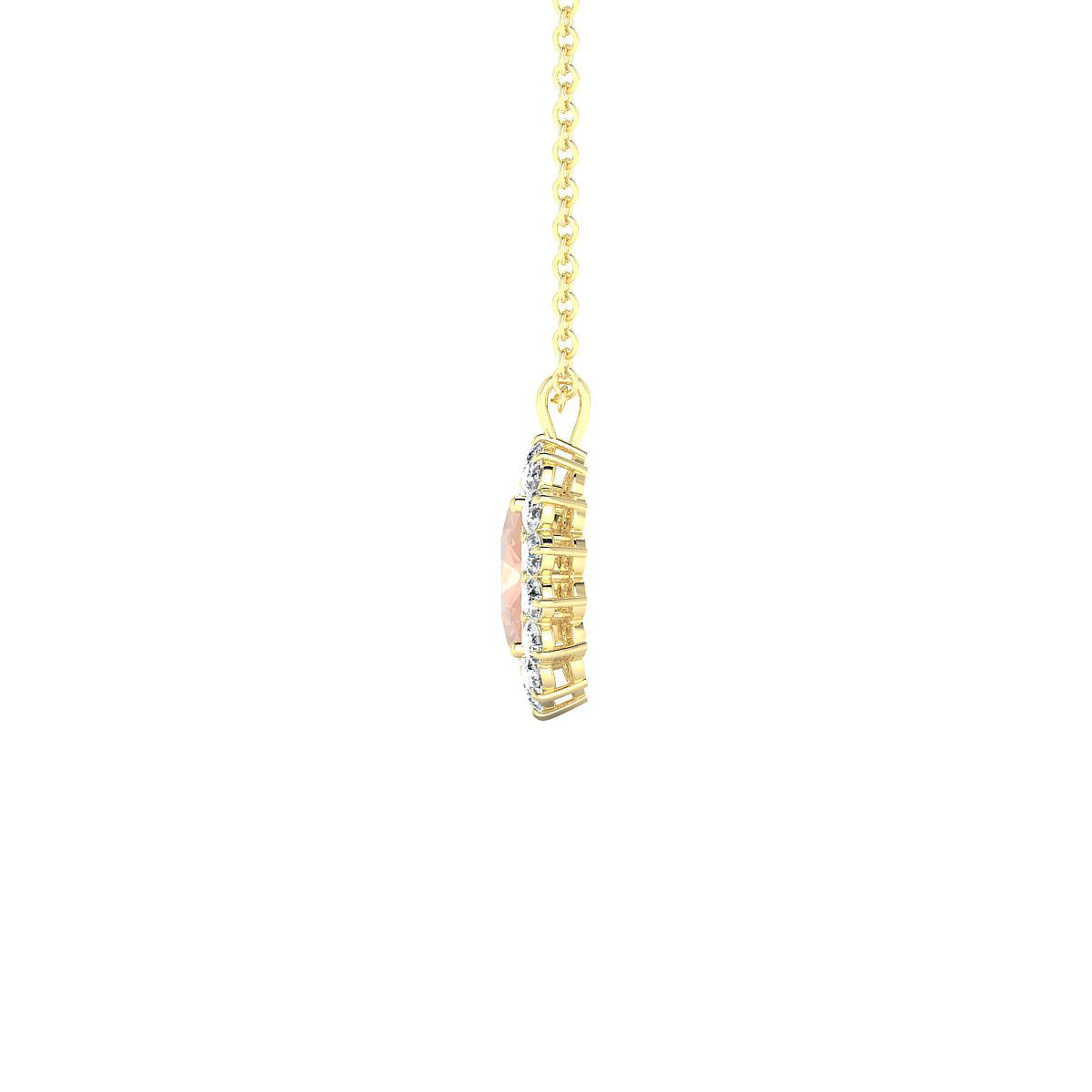 Blossom | 18k Yellow Gold 7 x 5 mm Oval Morganite Pendant