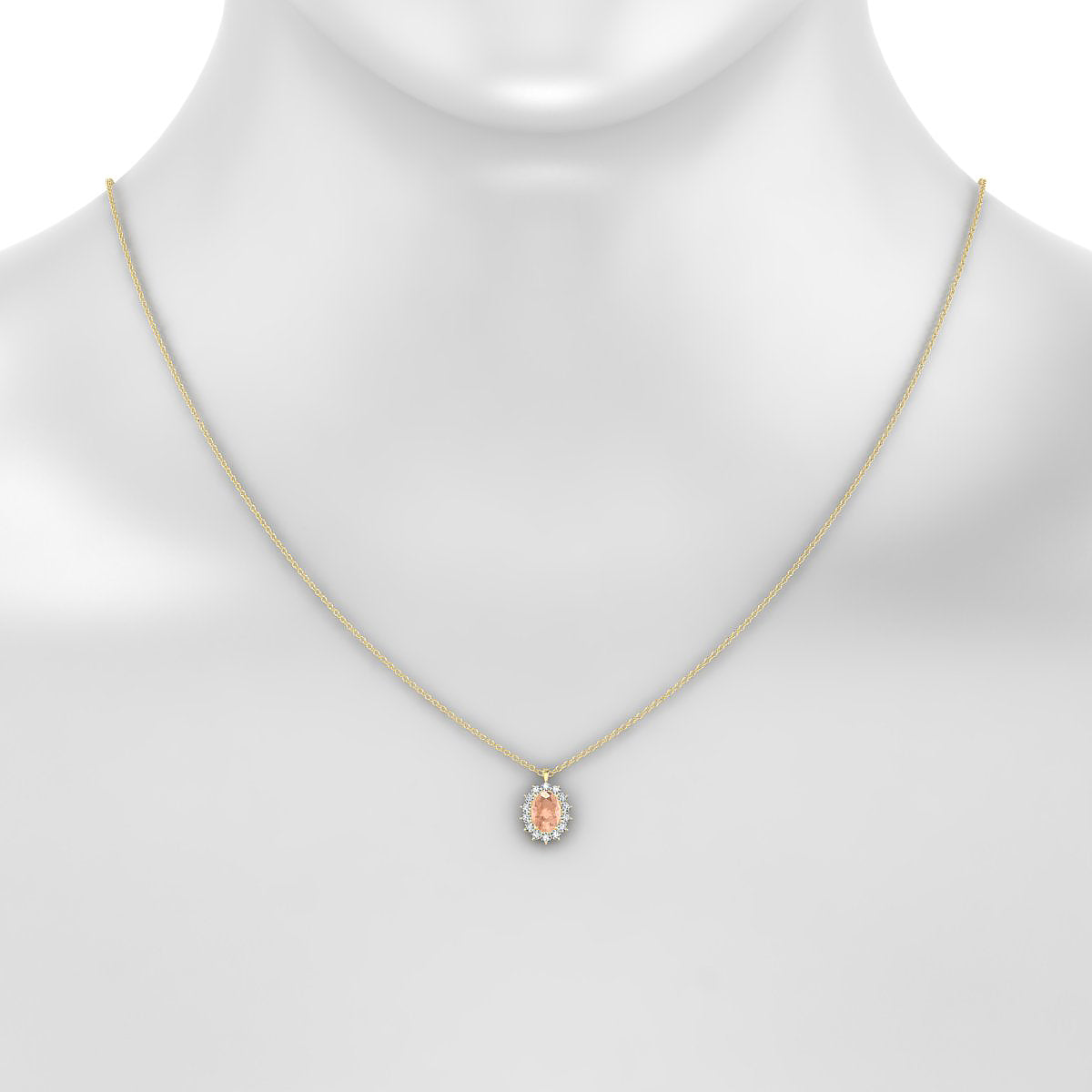 Blossom | 18k Yellow Gold 7 x 5 mm Oval Morganite Pendant