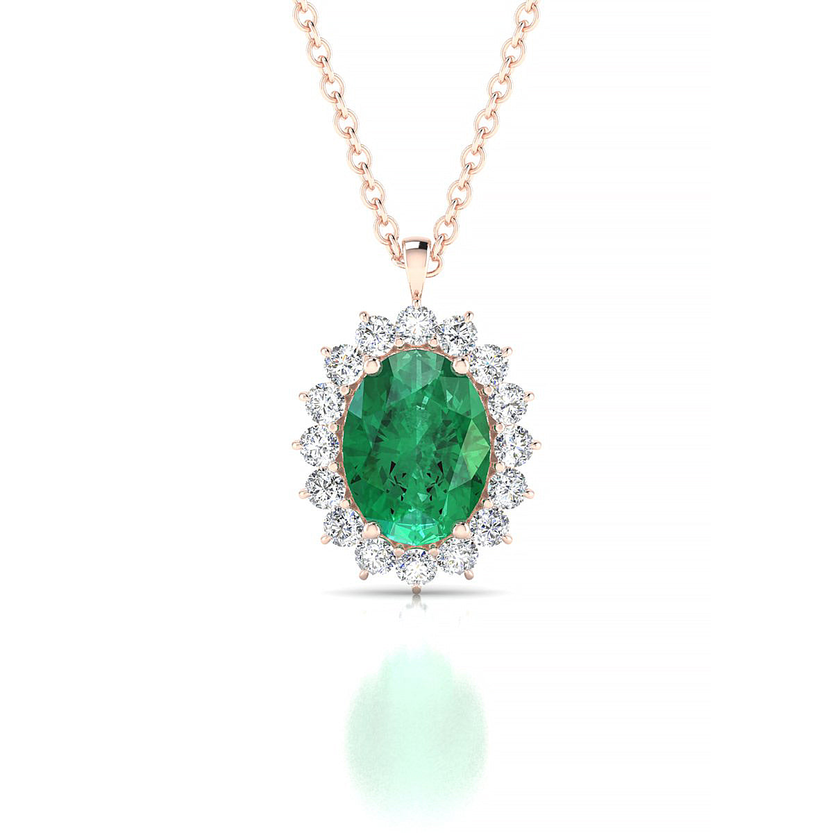 Blossom | 18k Rose Gold 8 x 6 mm Oval Emerald Pendant