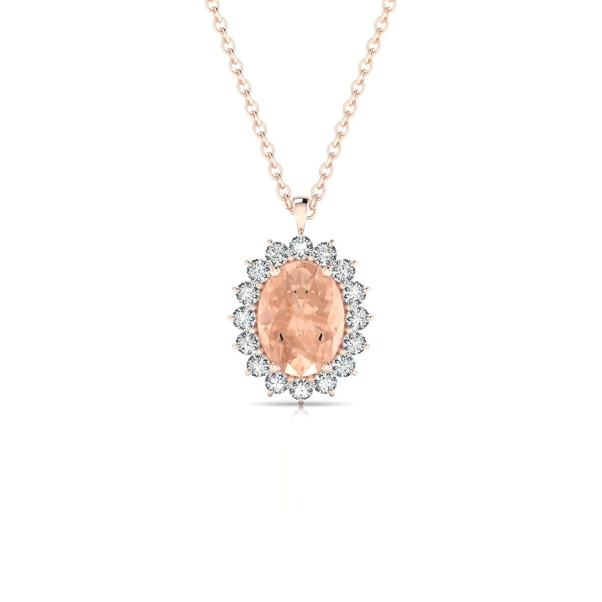 Blossom | 18k Rose Gold 8 x 6 mm Oval Morganite Pendant