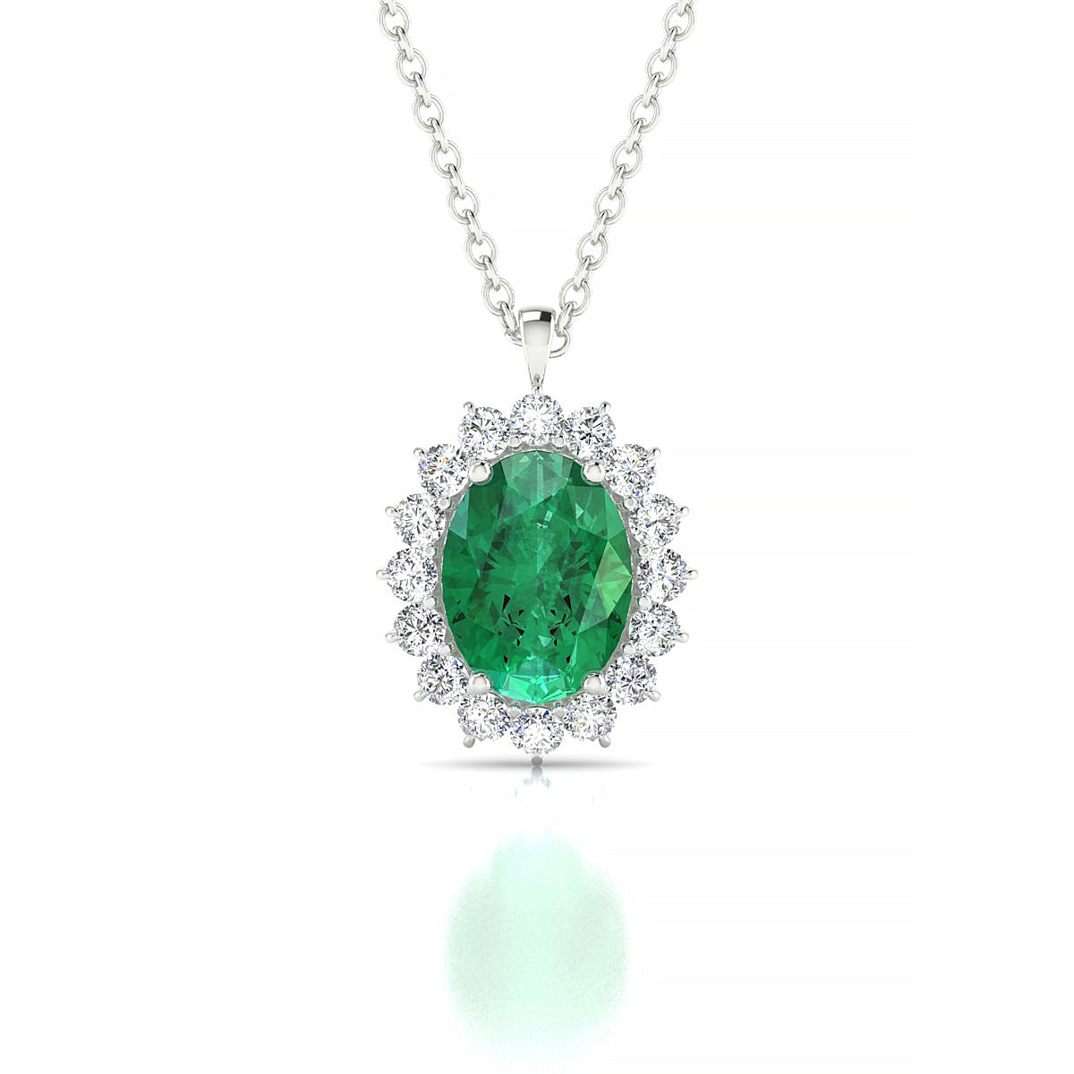 Blossom | 18k White Gold 8 x 6 mm Oval Emerald Pendant