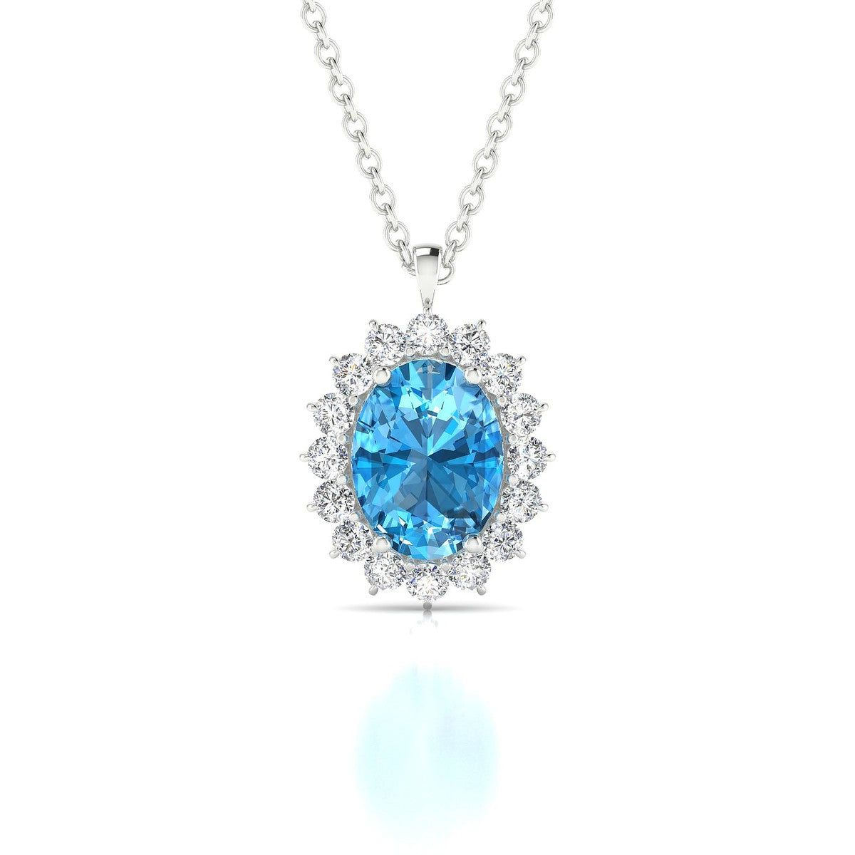 Blossom | 18k White Gold 8 x 6 mm Oval Topaz Pendant