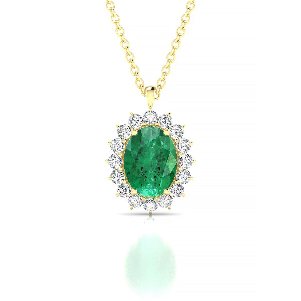 Blossom | 18k Yellow Gold 8 x 6 mm Oval Emerald Pendant