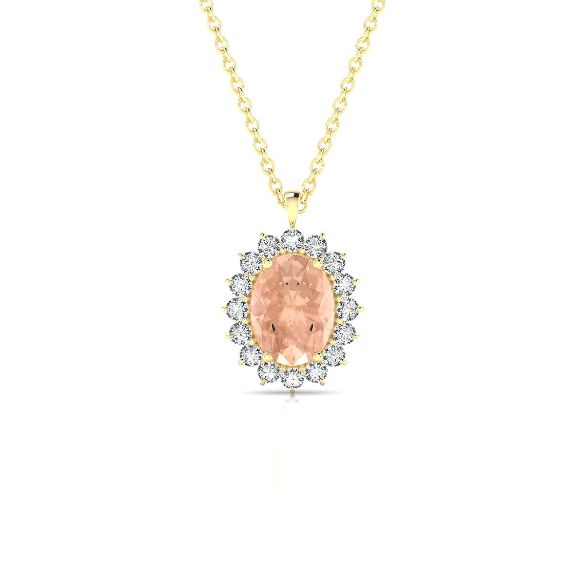 Blossom | 18k Yellow Gold 8 x 6 mm Oval Morganite Pendant