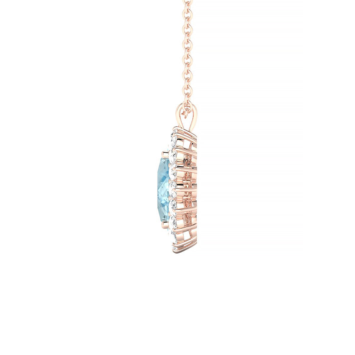 Blossom | 18k Rose Gold 8 x 6 mm Oval Aquamarine Pendant