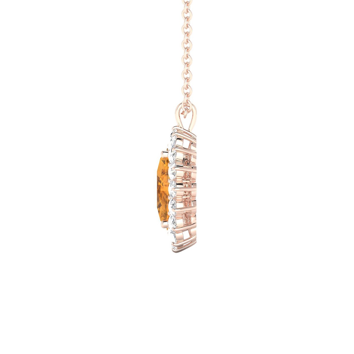 Blossom | 18k Rose Gold 8 x 6 mm Oval Citrine Pendant