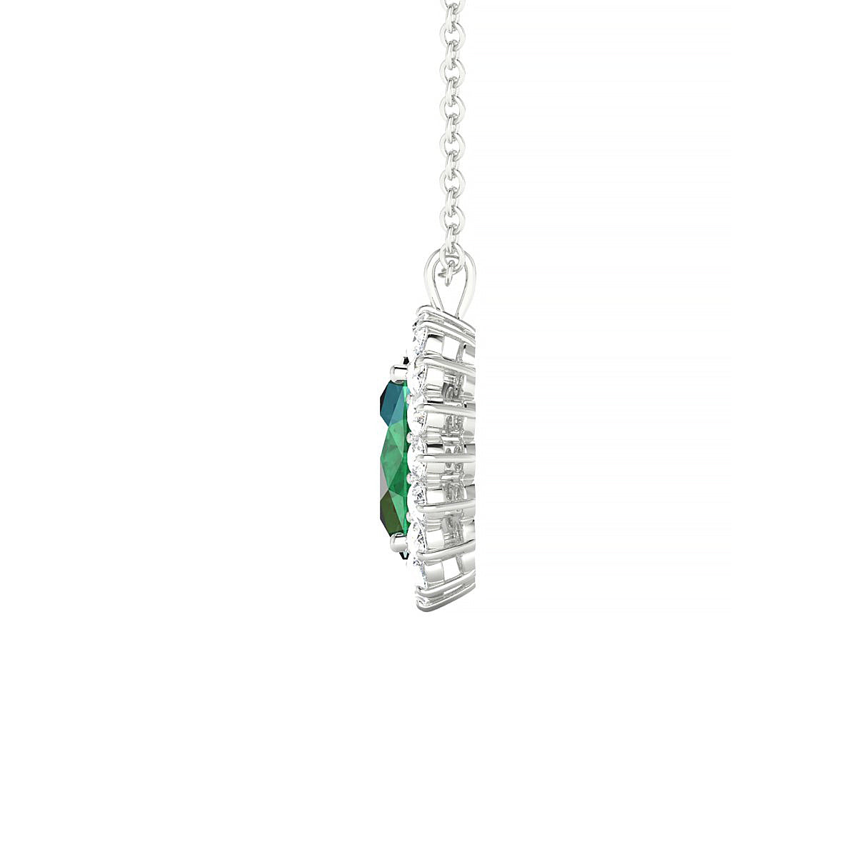 Blossom | 18k White Gold 8 x 6 mm Oval Emerald Pendant
