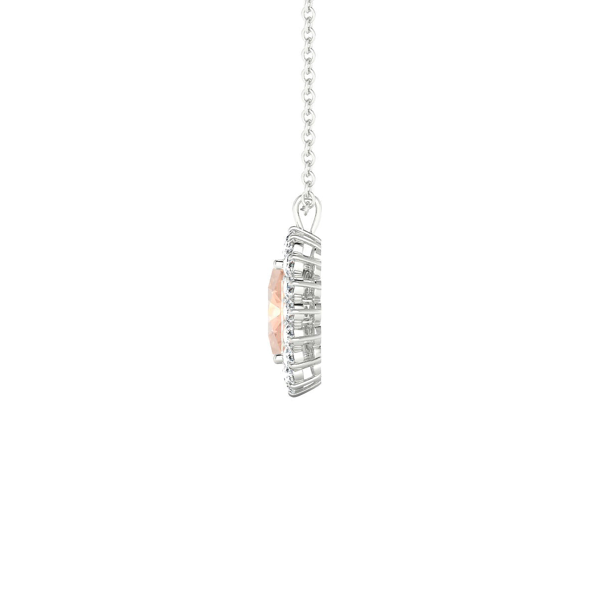 Blossom | 18k White Gold 8 x 6 mm Oval Morganite Pendant