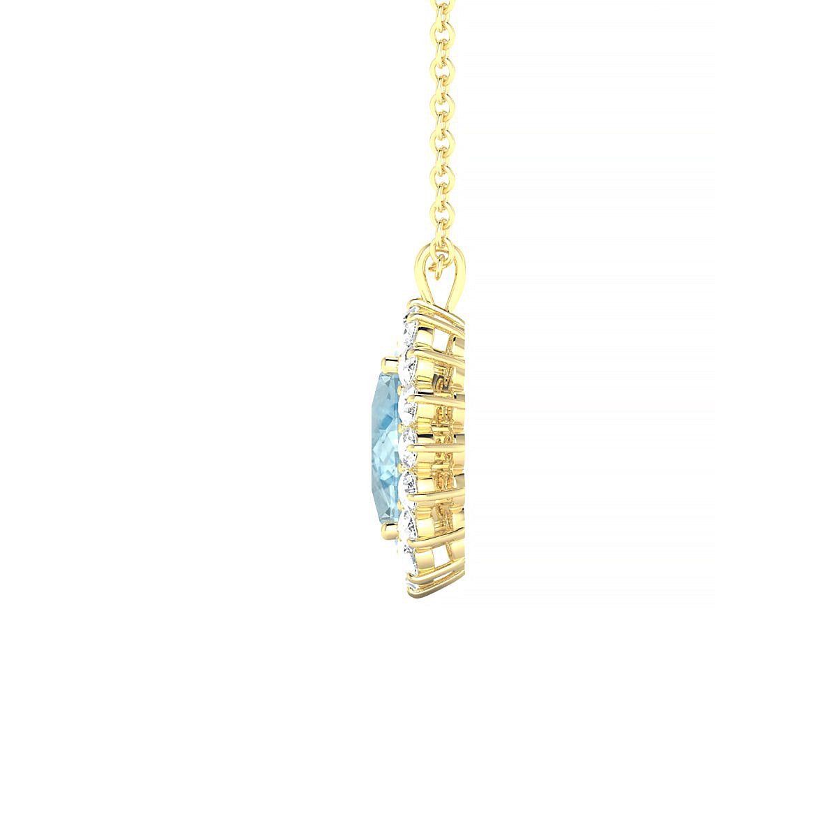 Blossom | 18k Yellow Gold 8 x 6 mm Oval Aquamarine Pendant