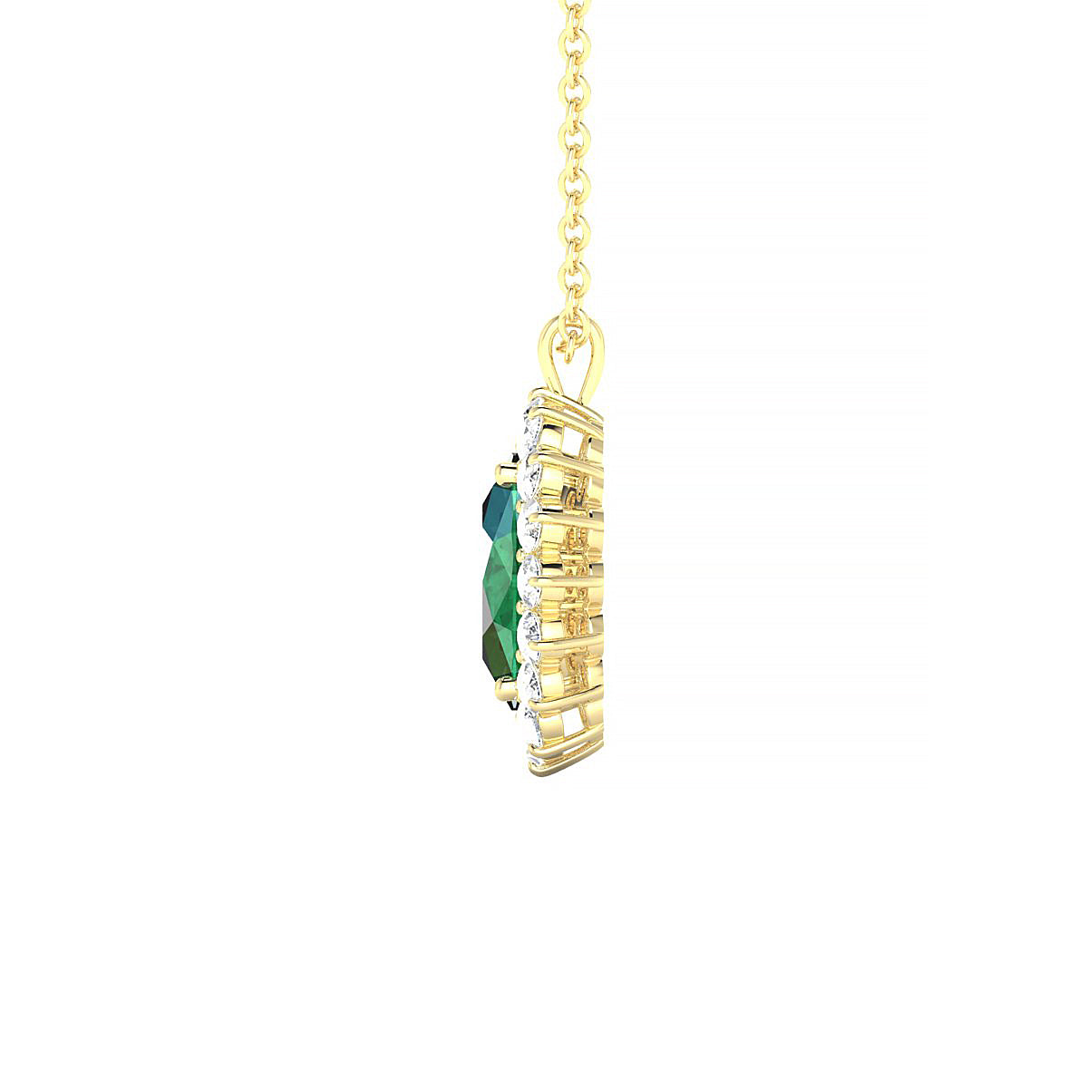 Blossom | 18k Yellow Gold 8 x 6 mm Oval Emerald Pendant