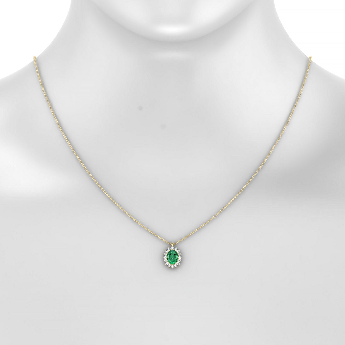 Blossom | 18k Yellow Gold 8 x 6 mm Oval Emerald Pendant
