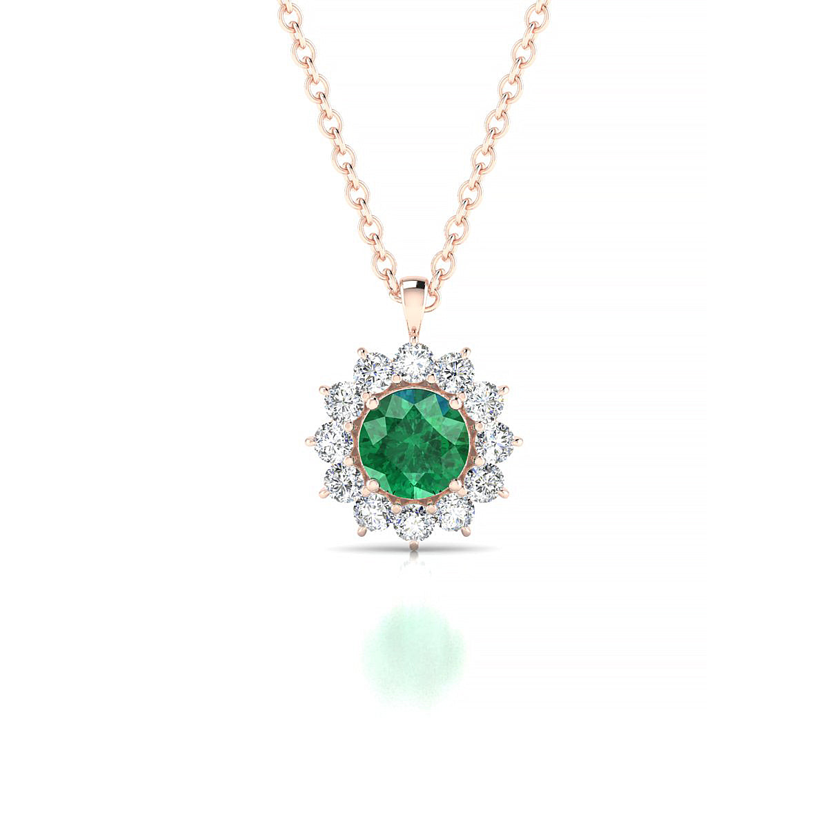 Blossom | 18k Rose Gold 4.5 mm Round Emerald Pendant