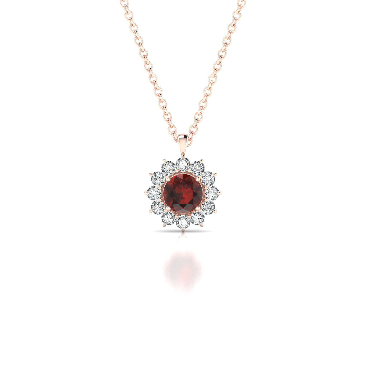 Blossom | 18k Rose Gold 4.5 mm Round Garnet Pendant