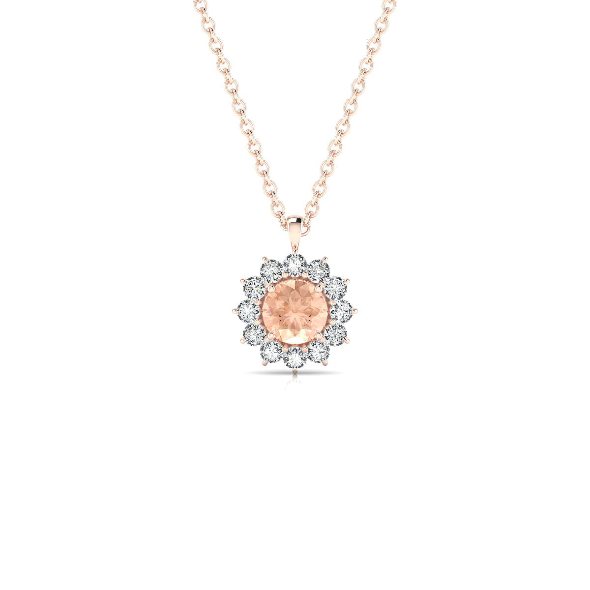 Blossom | 18k Rose Gold 4.5 mm Round Morganite Pendant