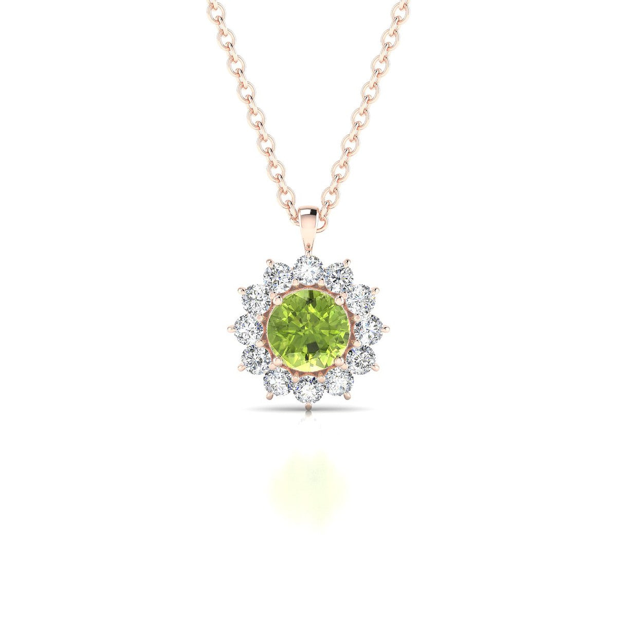 Blossom | 18k Rose Gold 4.5 mm Round Peridot Pendant