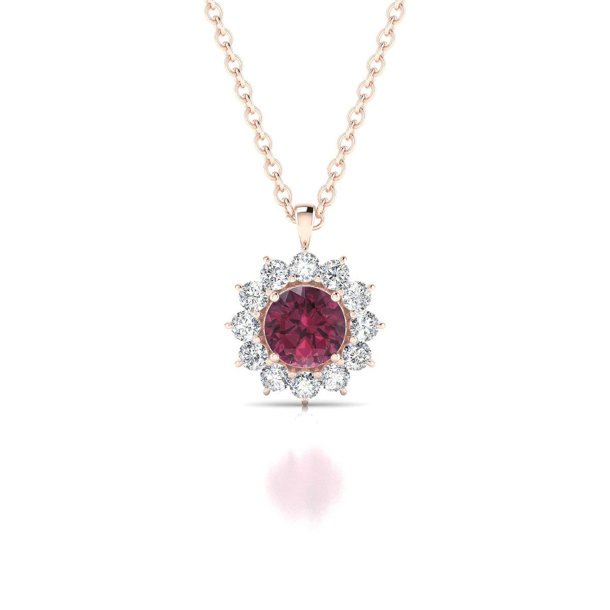 Blossom | 18k Rose Gold 4.5 mm Round Rhodolite Pendant
