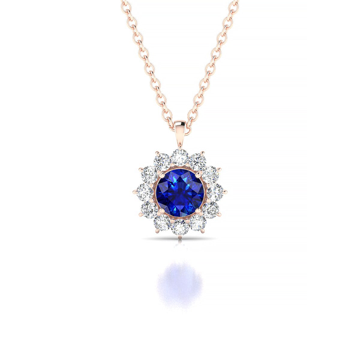 Blossom | 18k Rose Gold 4.5 mm Round Sapphire Pendant