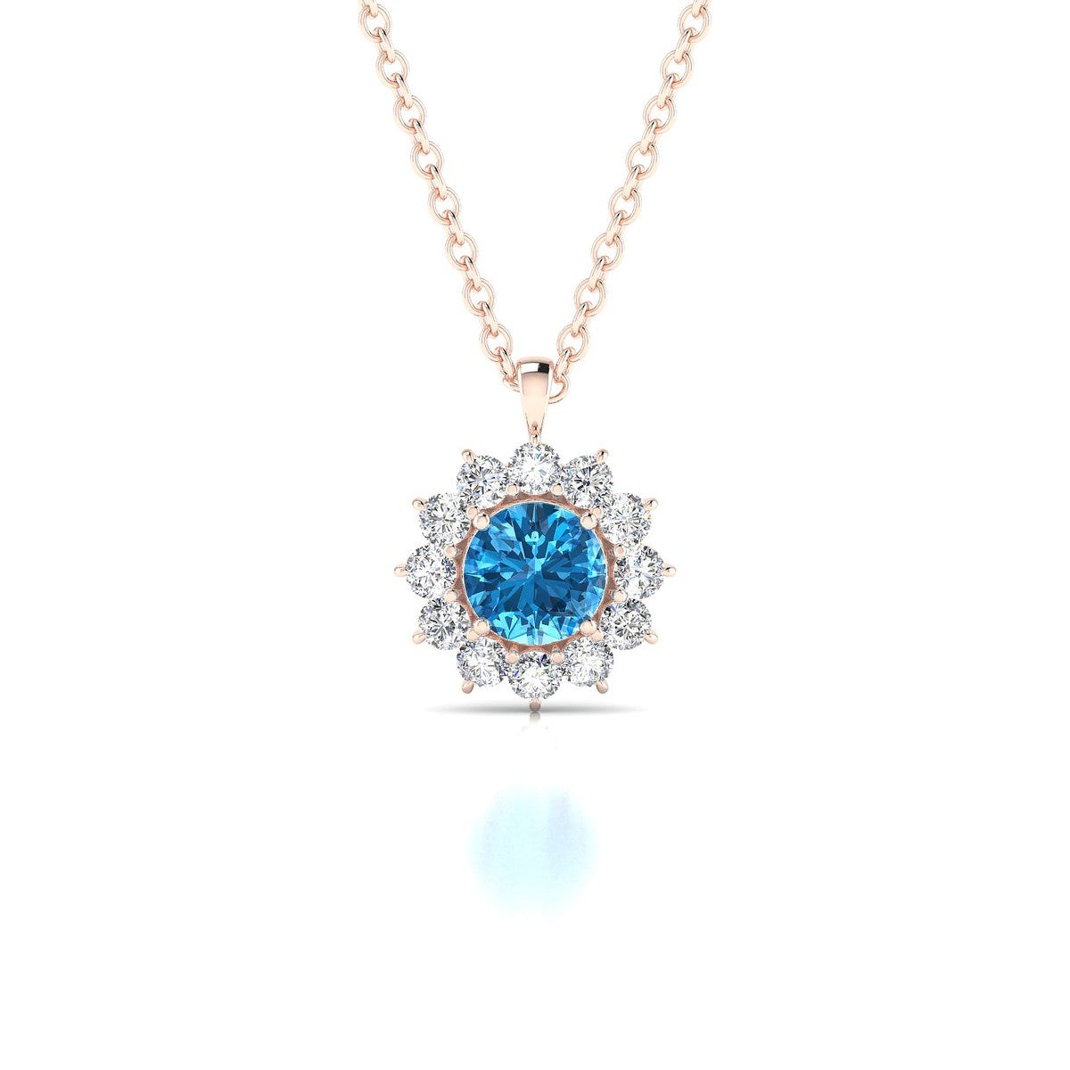 Blossom | 18k Rose Gold 4.5 mm Round Topaz Pendant