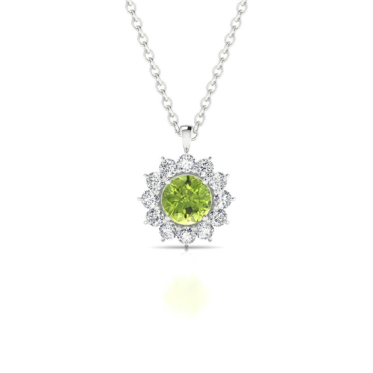 Blossom | 18k White Gold 4.5 mm Round Peridot Pendant