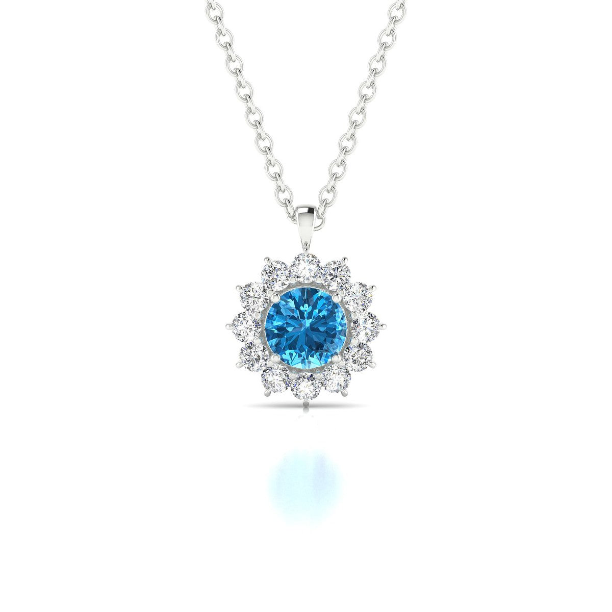 Blossom | 18k White Gold 4.5 mm Round Topaz Pendant