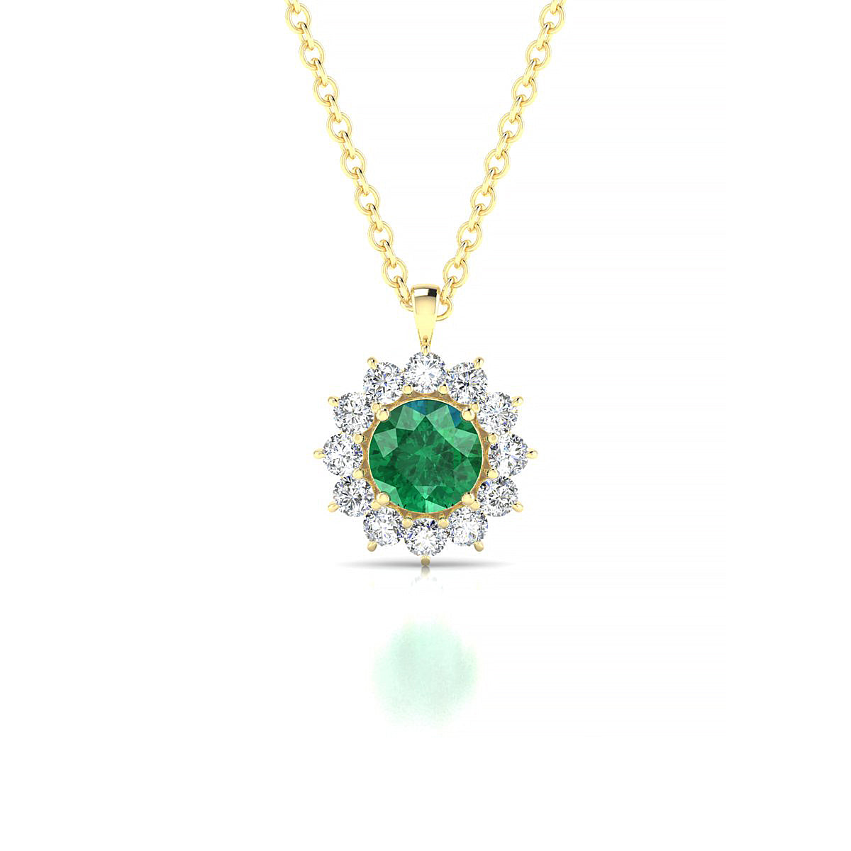 Blossom | 18k Yellow Gold 4.5 mm Round Emerald Pendant