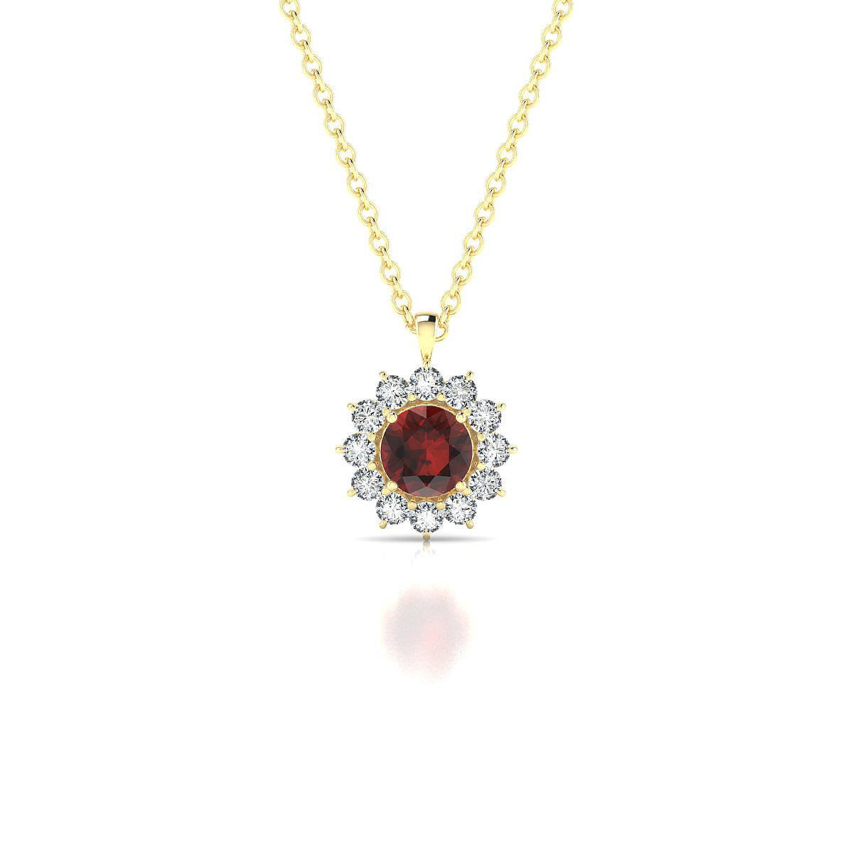 Blossom | 18k Yellow Gold 4.5 mm Round Garnet Pendant