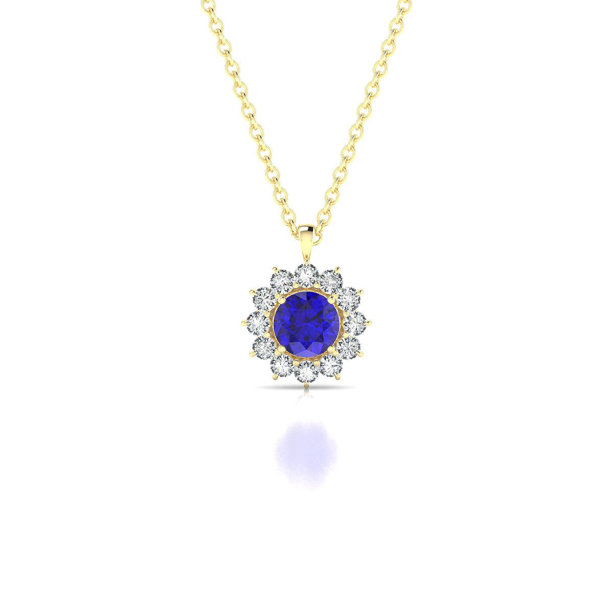 Blossom | 18k Yellow Gold 4.5 mm Round Tanzanite Pendant