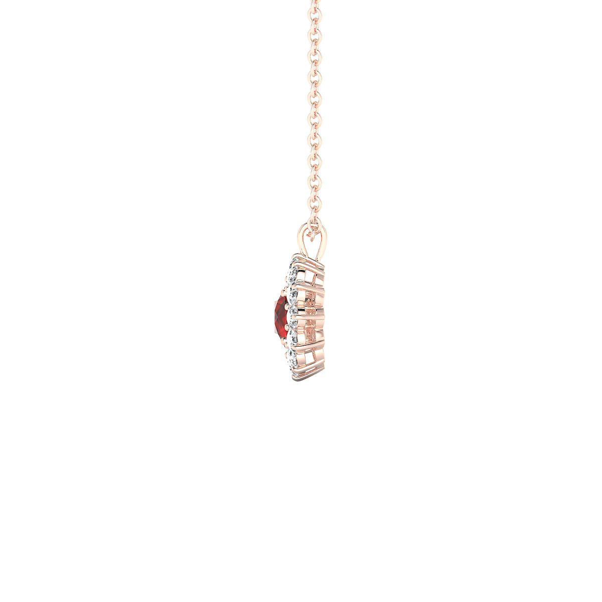 Blossom | 18k Rose Gold 4.5 mm Round Garnet Pendant
