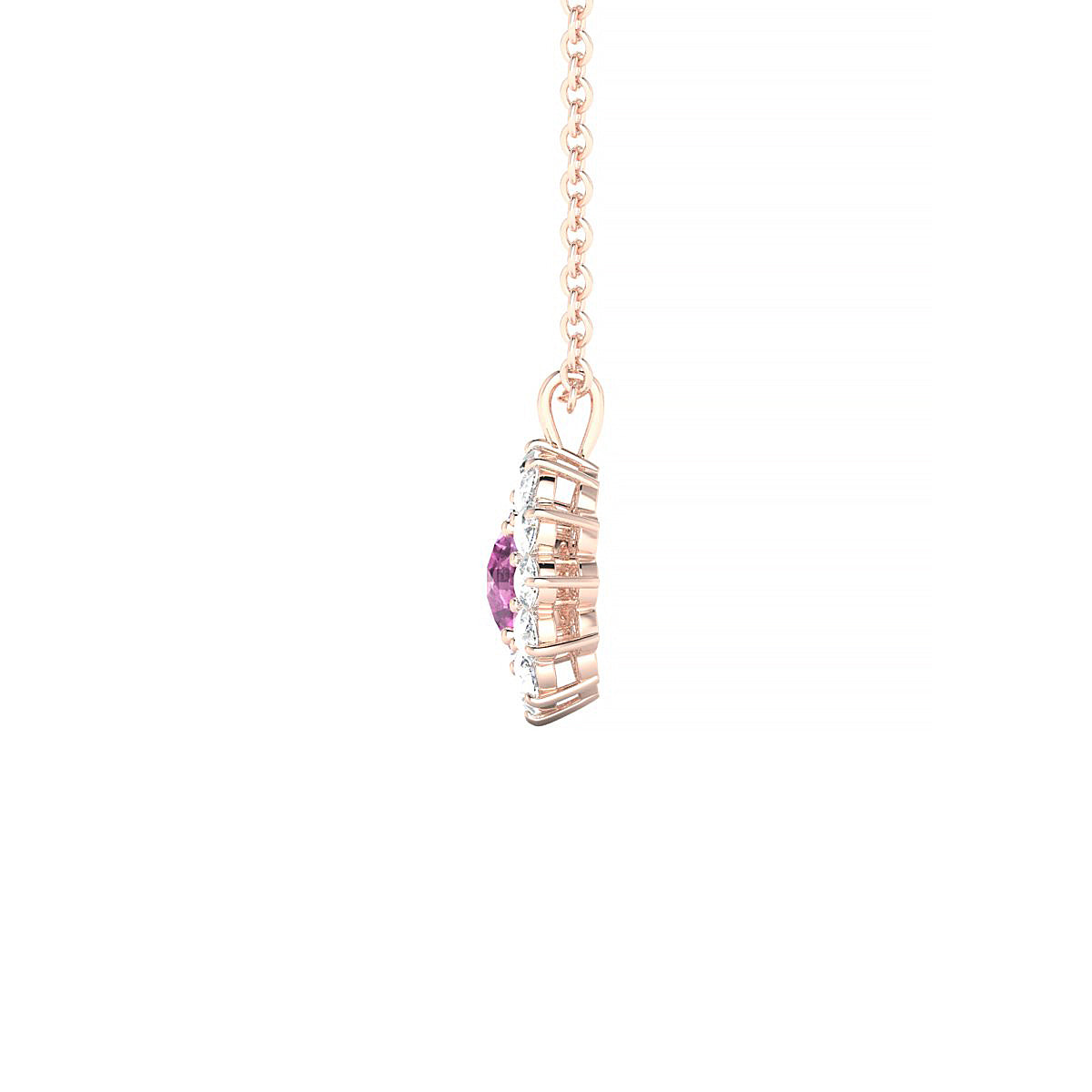 Blossom | 18k Rose Gold 4.5 mm Round Pink Sapphire Pendant