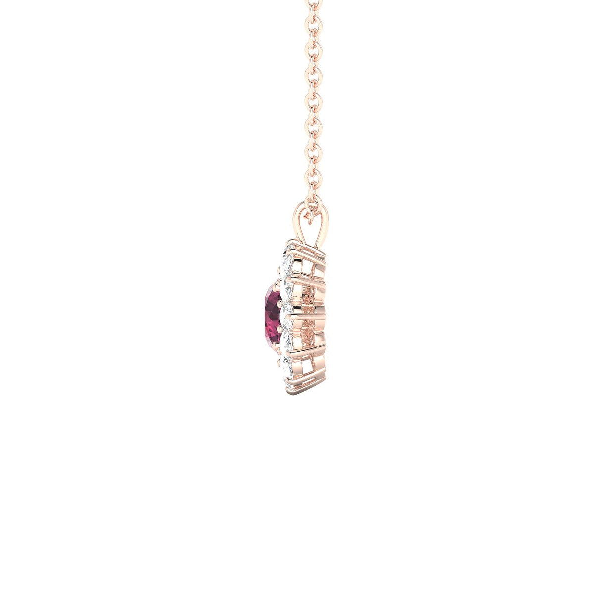 Blossom | 18k Rose Gold 4.5 mm Round Rhodolite Pendant